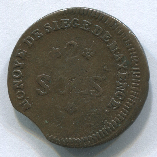 Монета Германии Майнц 2 соля 1793 VF (Оада Майнца)