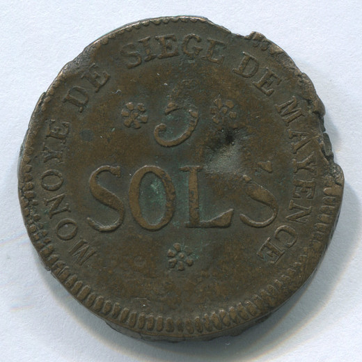 Монета Германии Майнц 5 солей 1793 GVF (Оада Майнца)