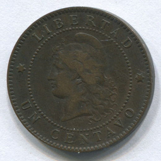 Монета Аргентины 1 сентаво 1888 VF