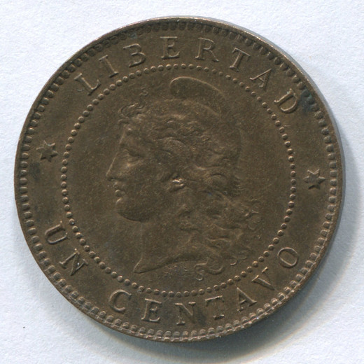 Монета Аргентины 1 сентаво 1890 aUNC