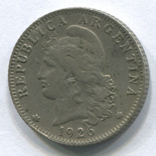Монета Аргентины 20 сентаво 1926 VF