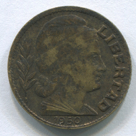 Монета Аргентины 10 сентаво 1950 VF