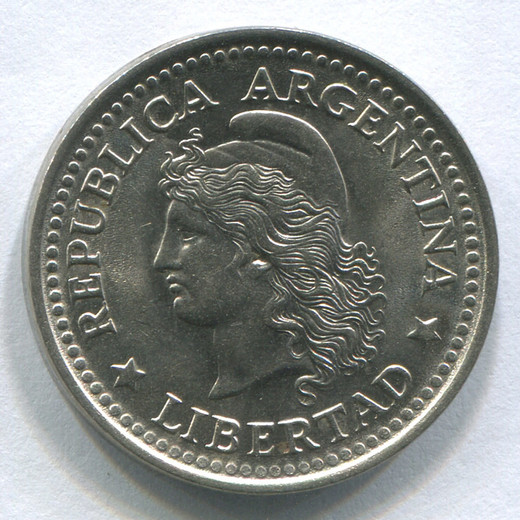 Монета Аргентины 20 сентаво 1957 aUNC
