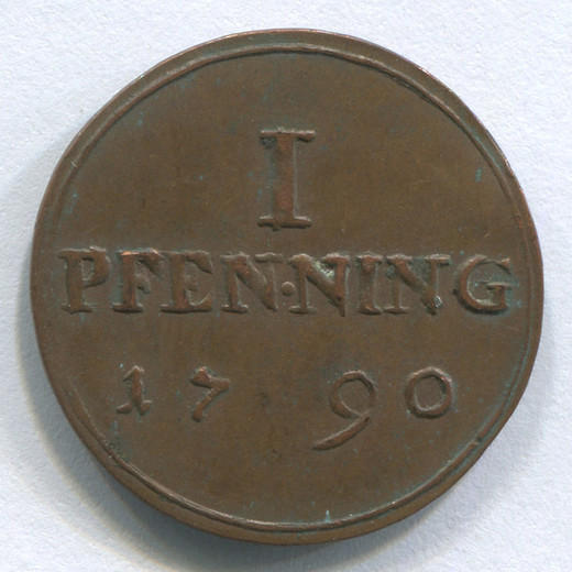 Монета Германии Мюнстер 1 пфеннинг 1790 aUNC