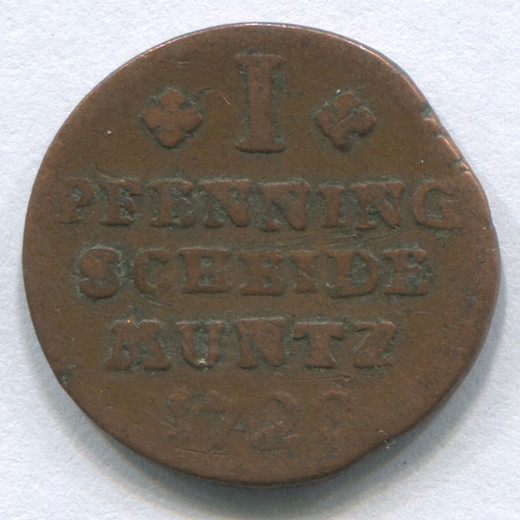 Монета Германии Штольберг 1 пфенниг 1722 F