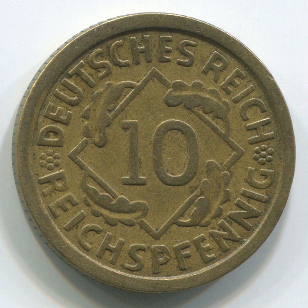 Немецкие 5 в рубли. 10 Пфеннигов 1924 f. 5 Рейхспфеннигов 1925. Десять рейхпфенинг. Монета Германия 1 рейхспфенниг 1944.